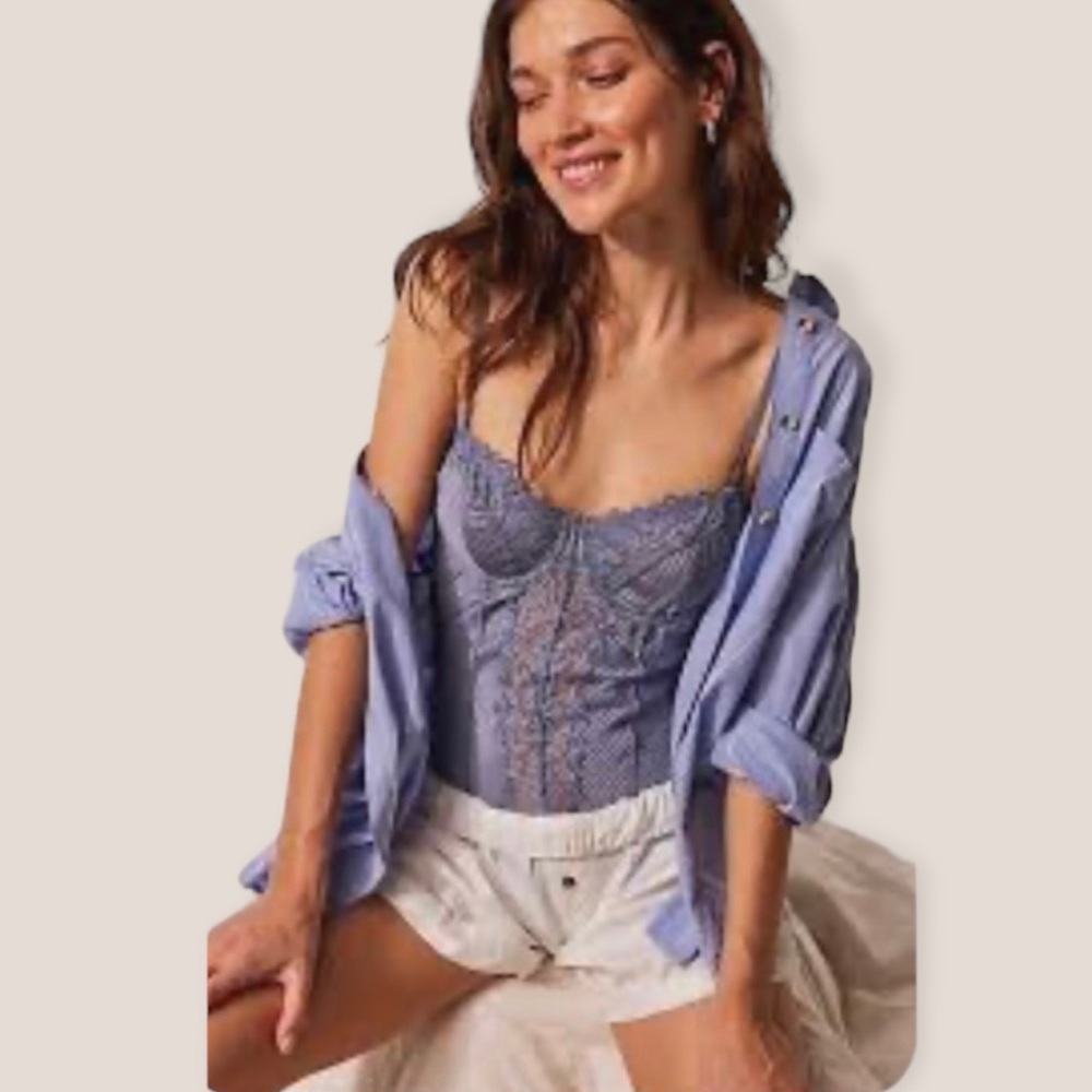 Free People Good Luck Charm Bodysuit Color is Mountain Majestic Sz M NWT